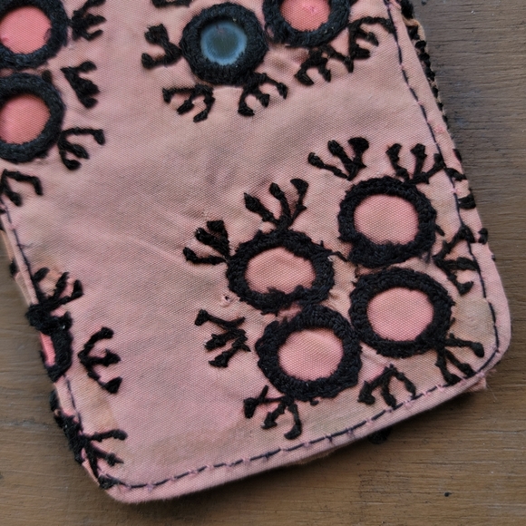 🌏🚀 Free People Boho Embroidered Repurposed vtg banjara hippie Wallet card case - Picture 12 of 16